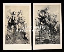 rare CDV art women riding high